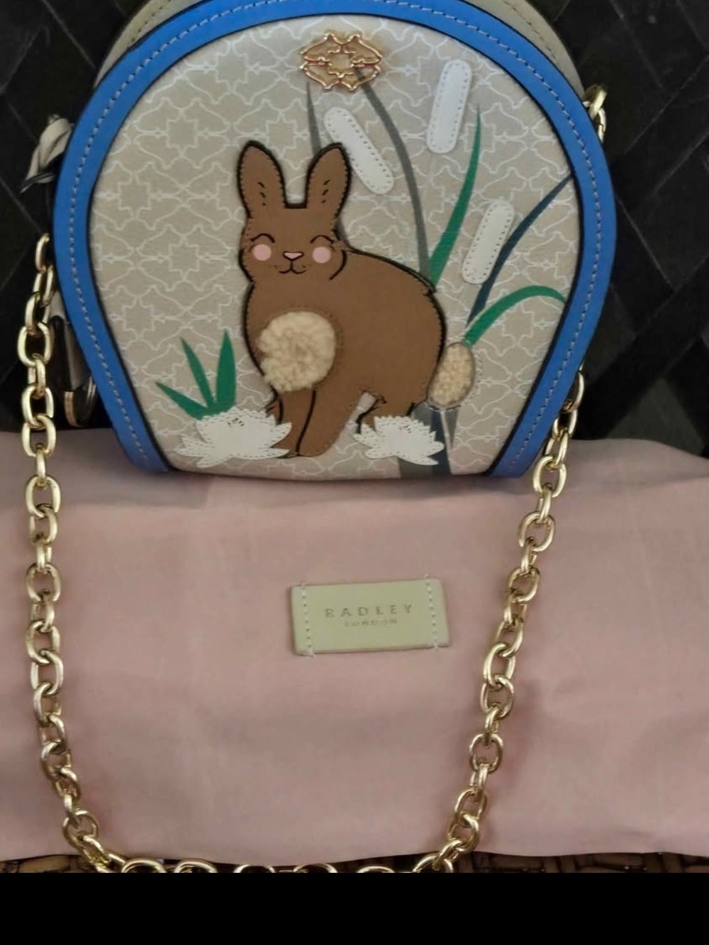 RADLEY LONDON Blue Trim Bunny Appliqué Crossbody Bag